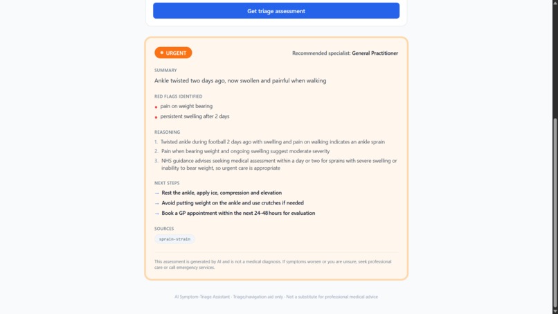 AI Symptom-Triage Assistant – screenshot 4