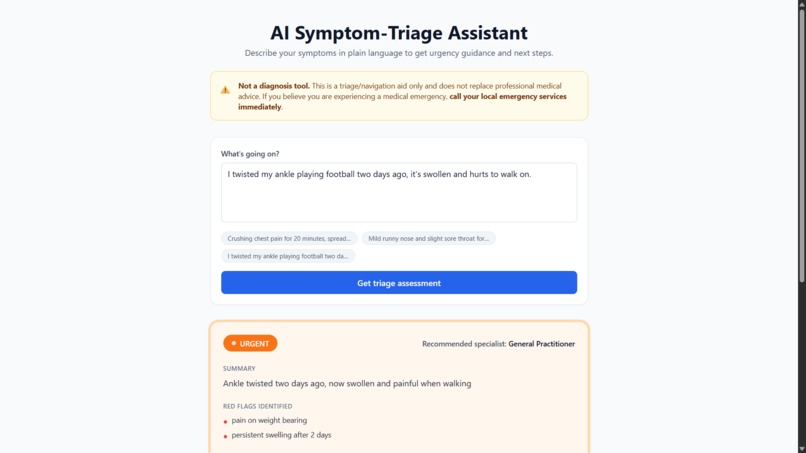 AI Symptom-Triage Assistant – screenshot 3