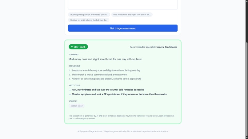 AI Symptom-Triage Assistant – screenshot 6