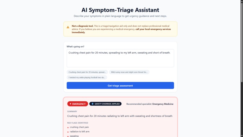 AI Symptom-Triage Assistant – screenshot 1