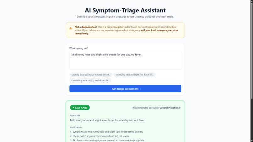 AI Symptom-Triage Assistant – screenshot 5