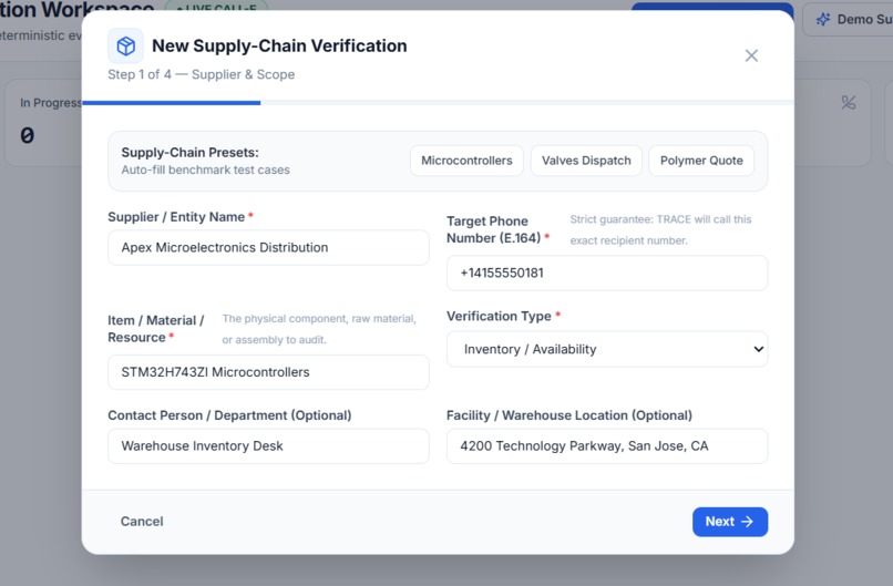 TRACE — Automated Real-World Verification for Supply Chains – screenshot 2