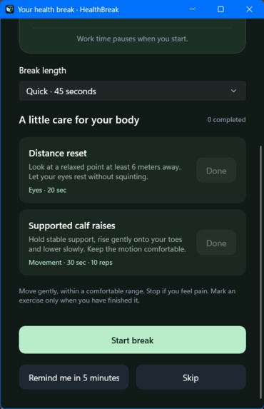 HealthBreak – screenshot 3