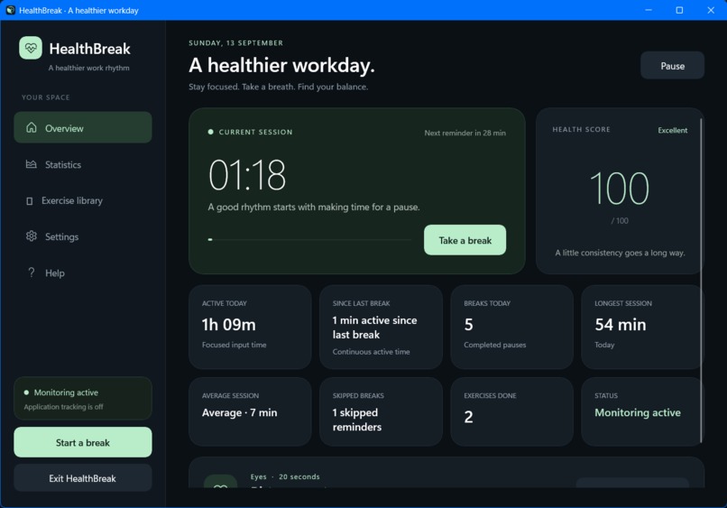 HealthBreak – screenshot 1