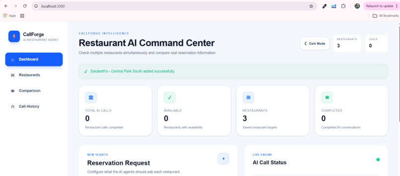 CallForge AI — Restaurant Reservation Agent – screenshot 2