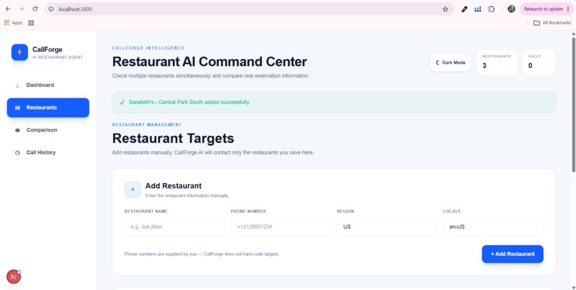 CallForge AI — Restaurant Reservation Agent – screenshot 4