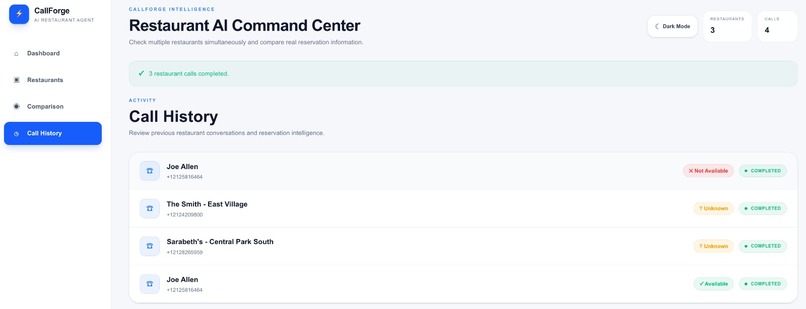 CallForge AI — Restaurant Reservation Agent – screenshot 7