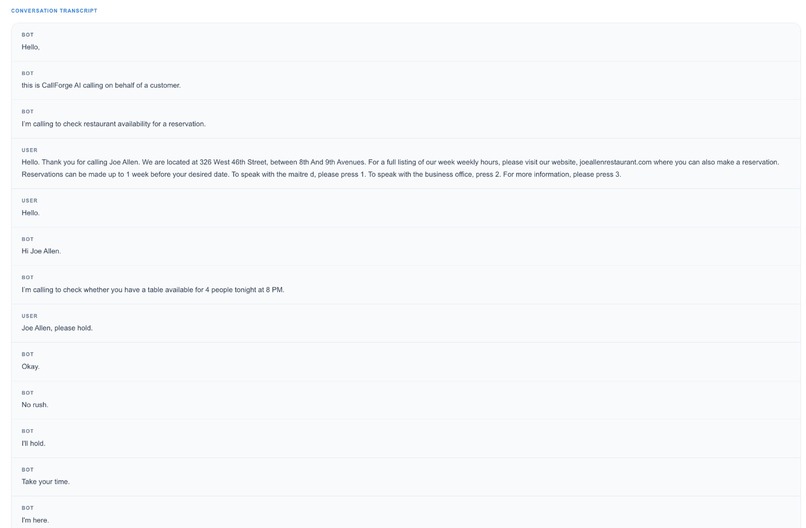 CallForge AI — Restaurant Reservation Agent – screenshot 9