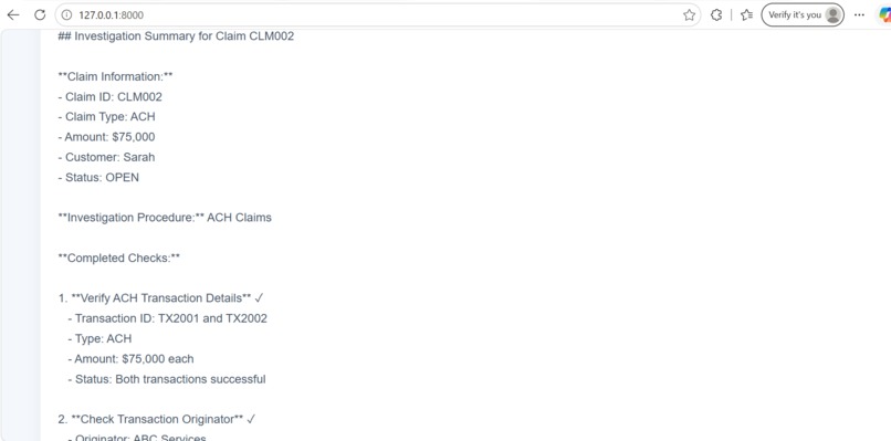 ClaimInvestigator: AI Transaction Dispute Investigator – screenshot 2
