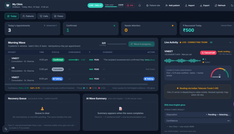 SlotBack — CALL-E No-Show Recovery Agent – screenshot 2