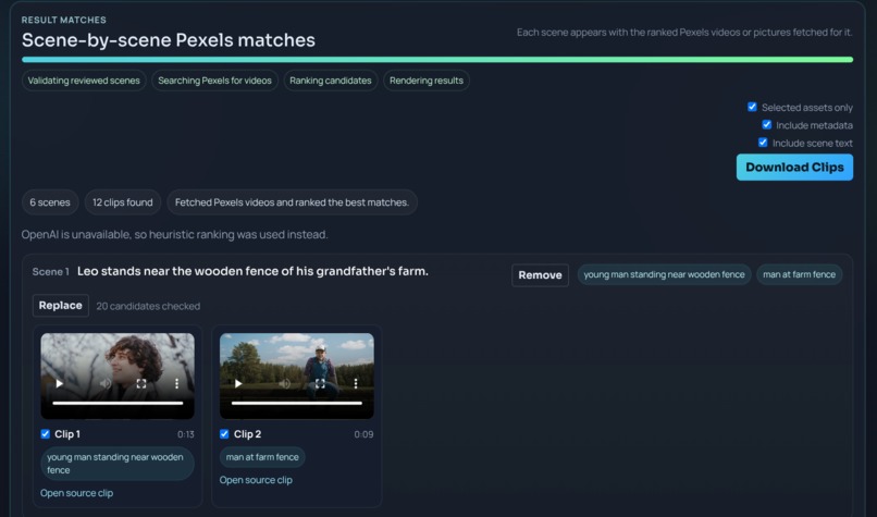 ScriptToClips – screenshot 3