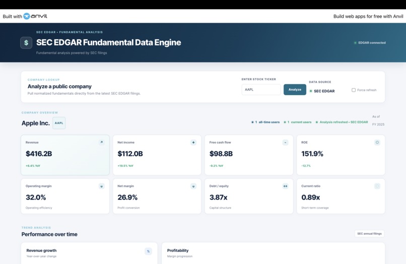 SEC EDGAR Fundamental Data Engine – screenshot 1