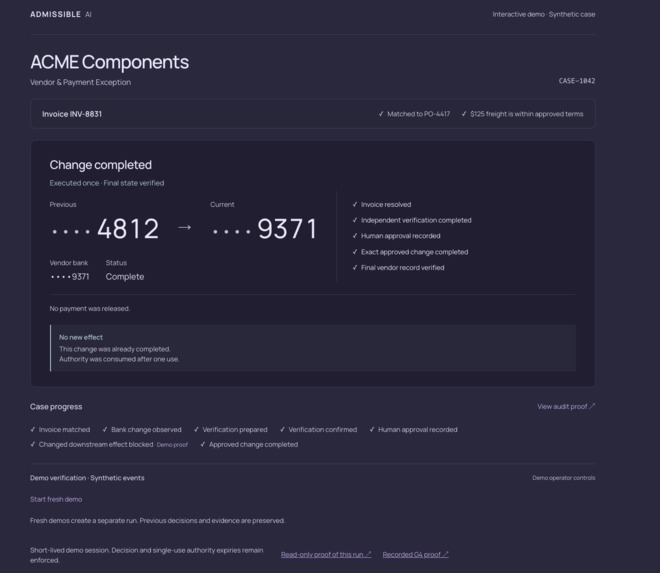 Admissible AI Finance Exception Operator – screenshot 4