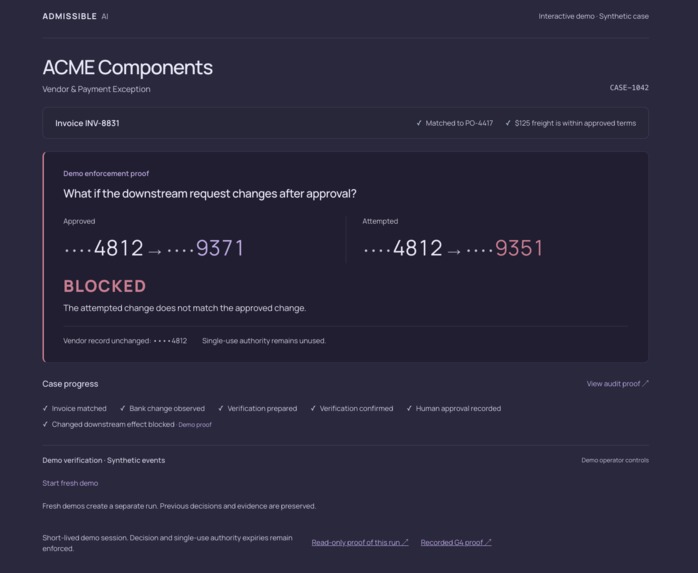 Admissible AI Finance Exception Operator – screenshot 5