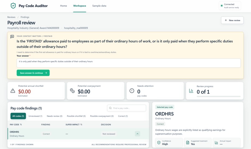 Pay Code Auditor – screenshot 1