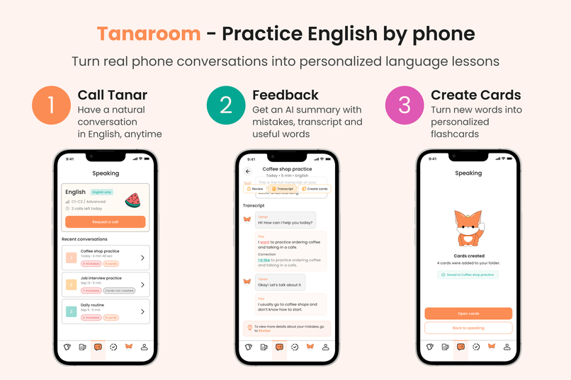 Tanaroom — Practice English by Phone – screenshot 1