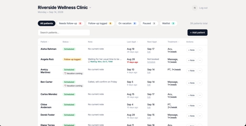 Patient Follow-up Tracker – screenshot 4