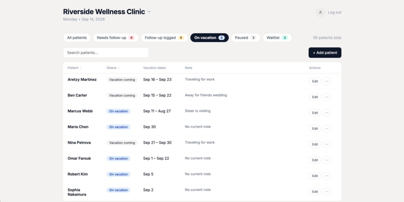 Patient Follow-up Tracker – screenshot 7