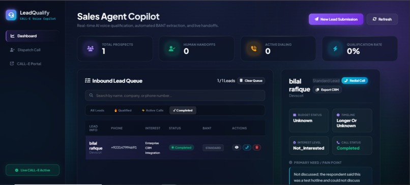 LeadQualify - CALL-E AI Lead Qualification Agent – screenshot 1