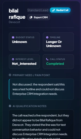 LeadQualify - CALL-E AI Lead Qualification Agent – screenshot 2