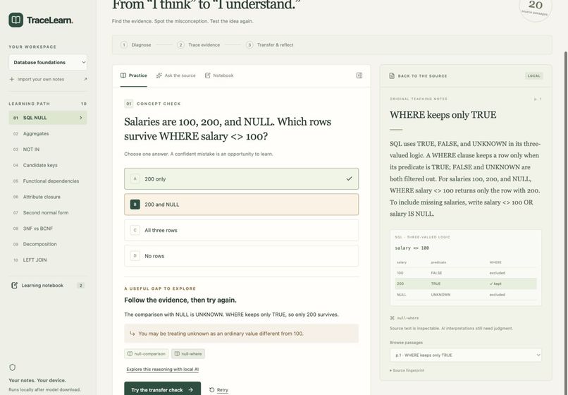 TraceLearn: Learning That Can Show Its Work – screenshot 5