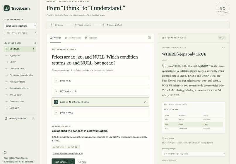 TraceLearn: Learning That Can Show Its Work – screenshot 6