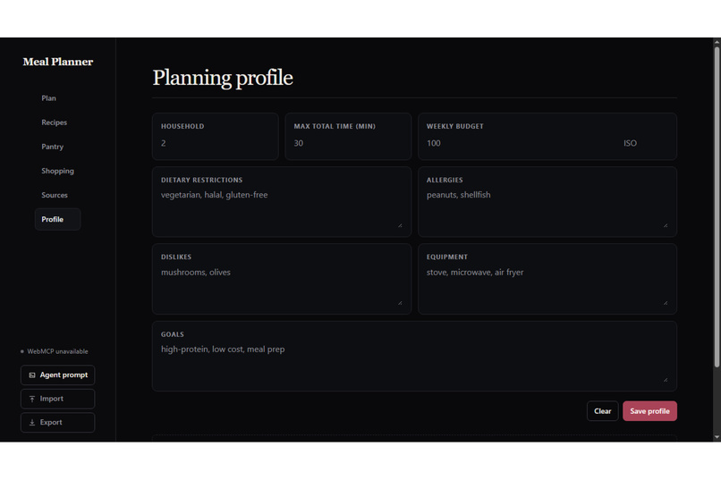 the meal planner v2 – screenshot 5