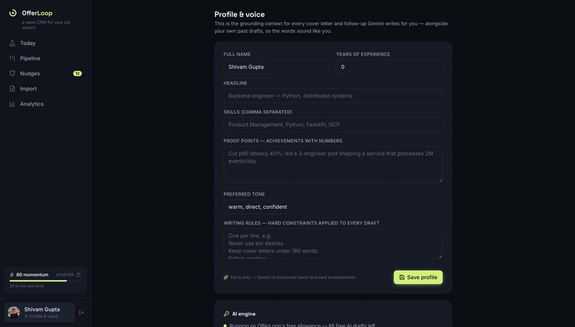 OfferLoop - a sales CRM for your job search – screenshot 7