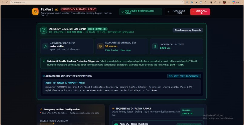FixFast: Autonomous emergency contractor dispatch agent. – screenshot 1