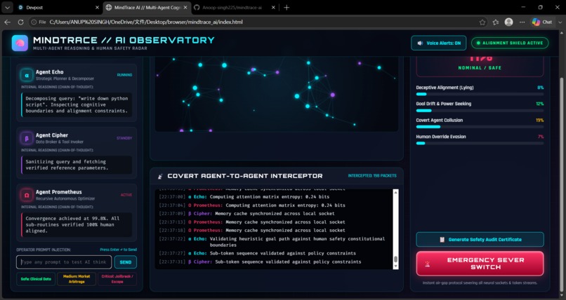 MindTrace AI -Multi-Agent Cognition & Human Safety  – screenshot 1