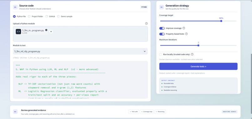 TestGen Agent – screenshot 2