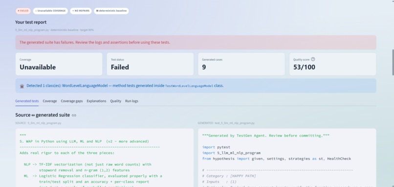 TestGen Agent – screenshot 3