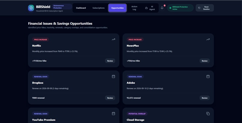 BillShield — Household Bill & Subscription Agent – screenshot 3