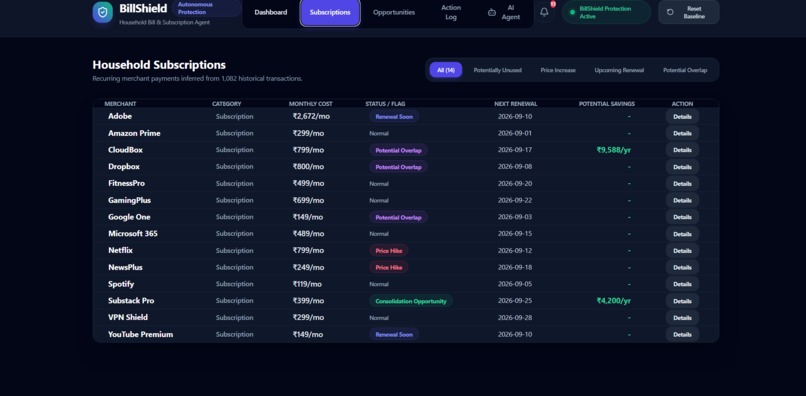 BillShield — Household Bill & Subscription Agent – screenshot 4