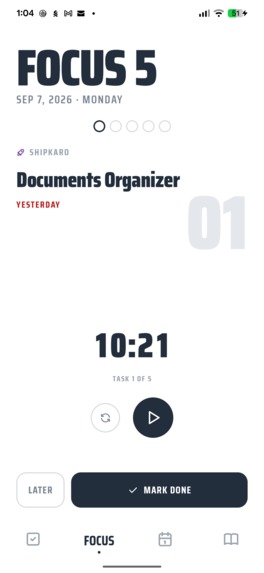 Focus5 - Five Tasks. One At a Time. Done – screenshot 3