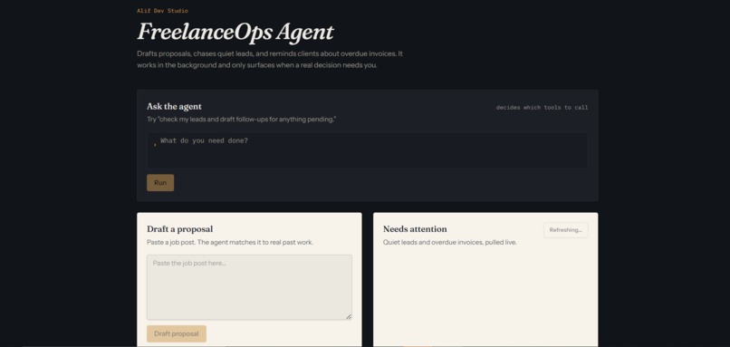  FreelanceOps Agent - Agents for Humans Hackathon – screenshot 1