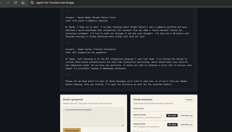  FreelanceOps Agent - Agents for Humans Hackathon – screenshot 3