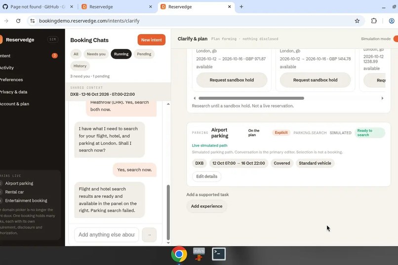 Reservedge — Intent-to-Action booking agent – screenshot 3