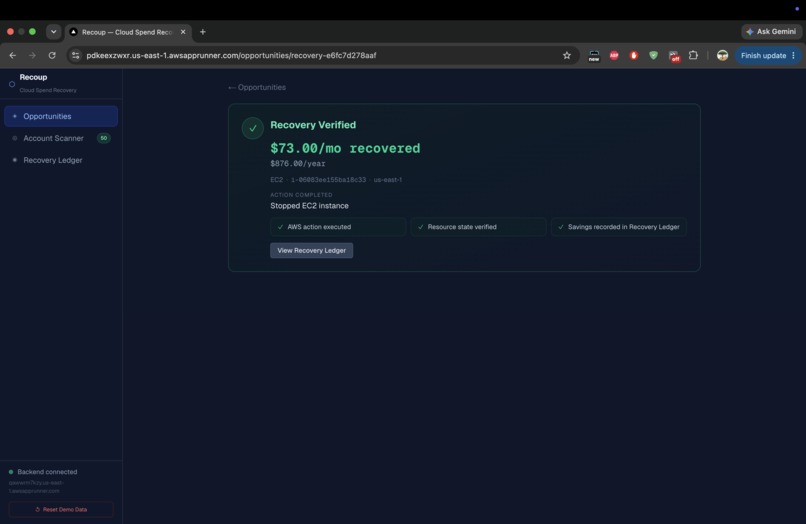 Recoup AWS - Autonomous Cloud Spend Recovery Agent – screenshot 4