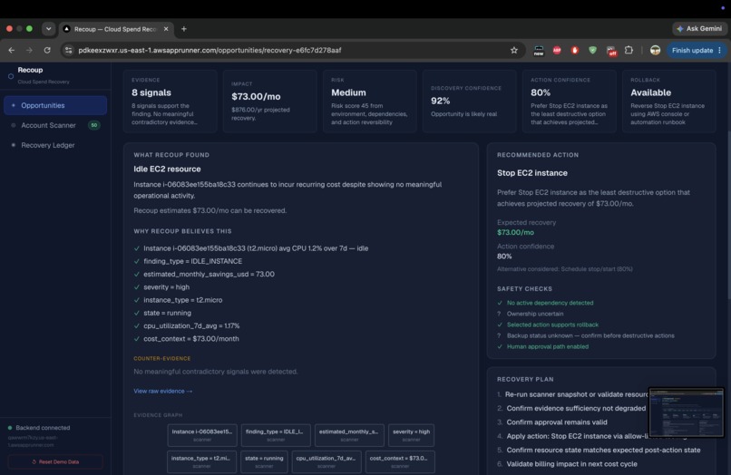 Recoup AWS - Autonomous Cloud Spend Recovery Agent – screenshot 6