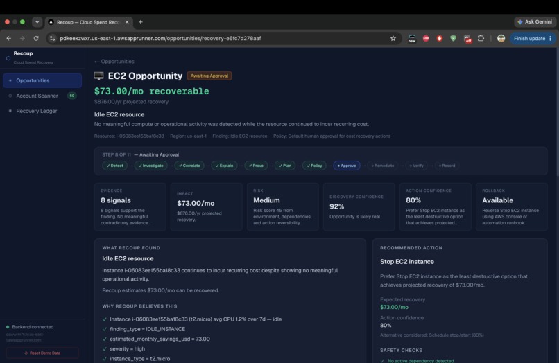 Recoup AWS - Autonomous Cloud Spend Recovery Agent – screenshot 7