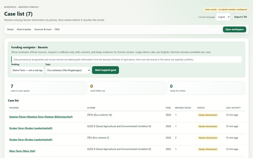 AcreVoice: evidence for farm advisers – screenshot 1