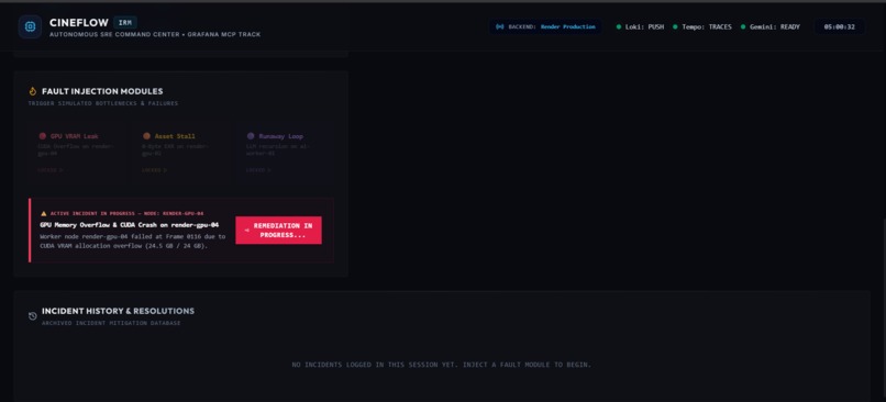 CineFlow IRM — Autonomous SRE & Render Farm Agent – screenshot 2