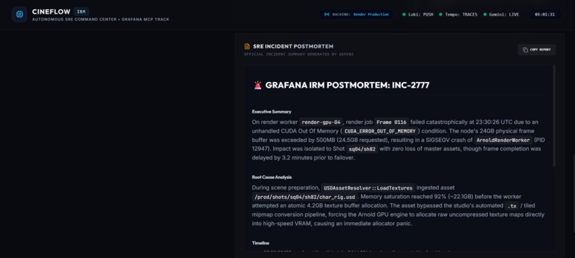 CineFlow IRM — Autonomous SRE & Render Farm Agent – screenshot 4