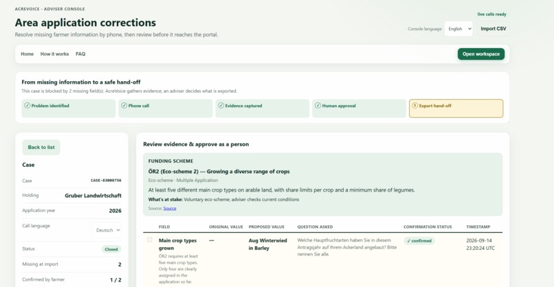 AcreVoice: evidence for farm advisers – screenshot 5