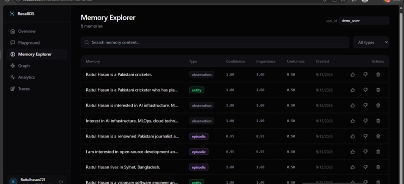 RecallOS: Local Memory Operating System for AI Agents – screenshot 13