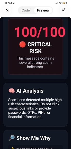 ScamLens — AI Scam Investigation Agent – screenshot 2
