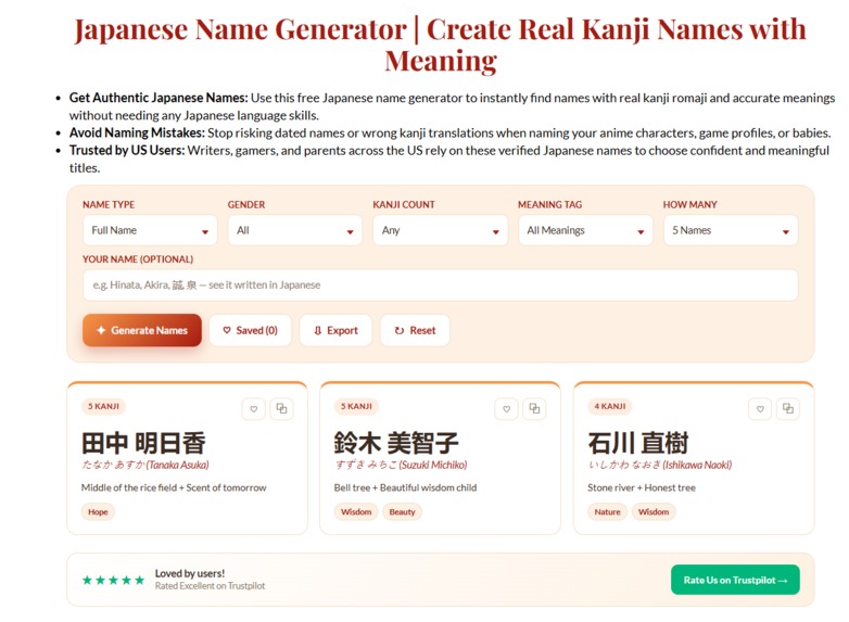 Japanese Name Maker | Authentic Kanji Engine – screenshot 2