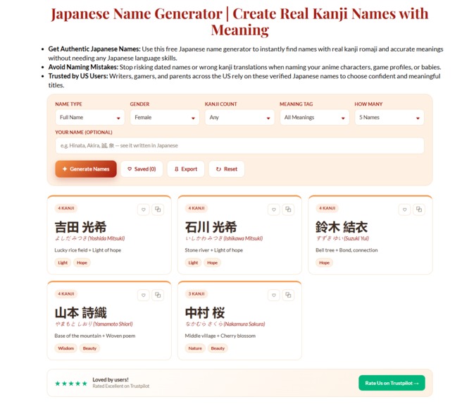 Japanese Name Maker | Authentic Kanji Engine – screenshot 3
