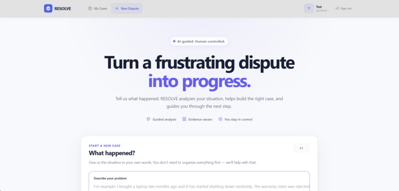 RESOLVE — AI-Guided Consumer Dispute Resolution – screenshot 5